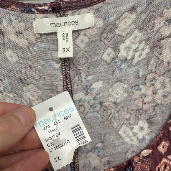 NWT Maurice’s Soft Jersey Long Sleeve Floral Scoop Neck Tee - Size 3X - Picture 3 of 6